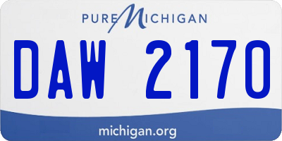 MI license plate DAW2170