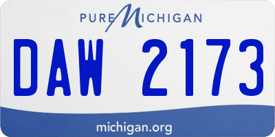 MI license plate DAW2173