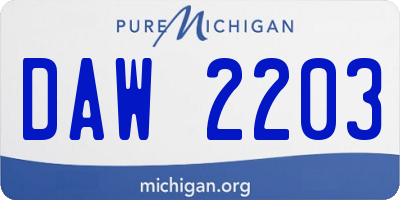 MI license plate DAW2203