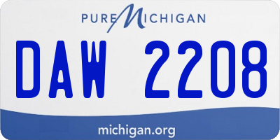 MI license plate DAW2208