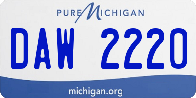 MI license plate DAW2220