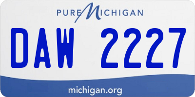 MI license plate DAW2227