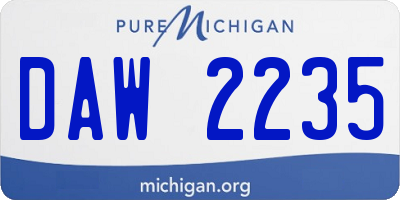 MI license plate DAW2235
