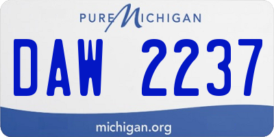 MI license plate DAW2237