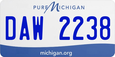 MI license plate DAW2238