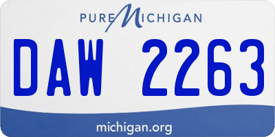MI license plate DAW2263