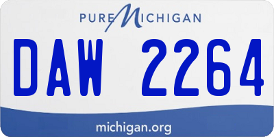 MI license plate DAW2264