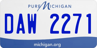 MI license plate DAW2271