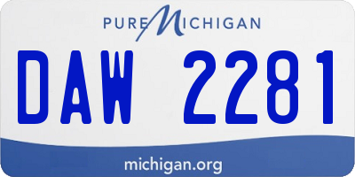 MI license plate DAW2281