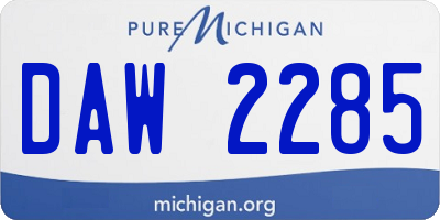 MI license plate DAW2285