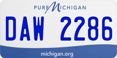 MI license plate DAW2286