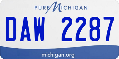 MI license plate DAW2287
