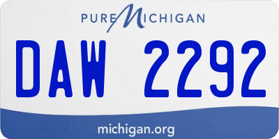 MI license plate DAW2292