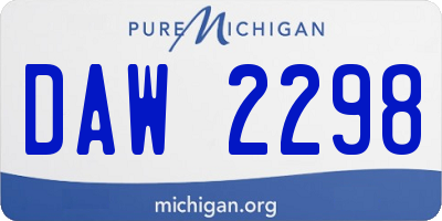 MI license plate DAW2298