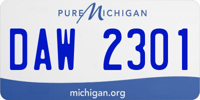 MI license plate DAW2301