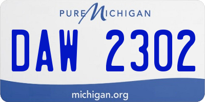MI license plate DAW2302