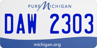 MI license plate DAW2303