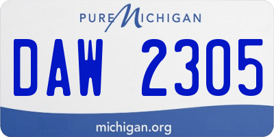 MI license plate DAW2305