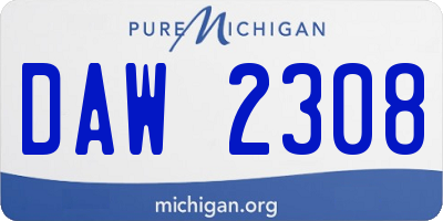 MI license plate DAW2308