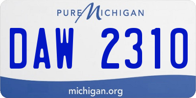 MI license plate DAW2310