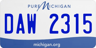MI license plate DAW2315