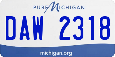 MI license plate DAW2318