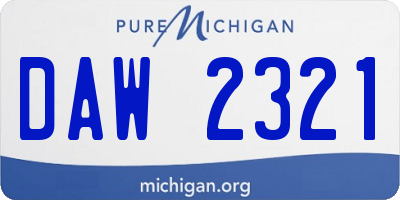 MI license plate DAW2321