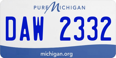 MI license plate DAW2332