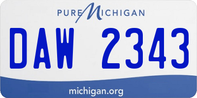 MI license plate DAW2343
