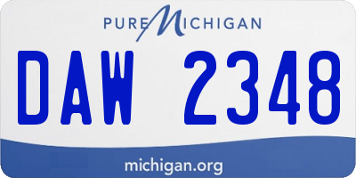 MI license plate DAW2348