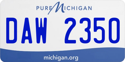 MI license plate DAW2350