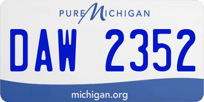 MI license plate DAW2352
