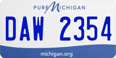 MI license plate DAW2354