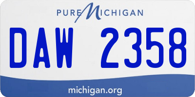 MI license plate DAW2358