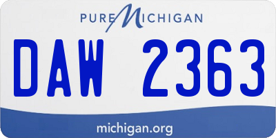 MI license plate DAW2363