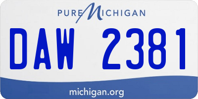 MI license plate DAW2381