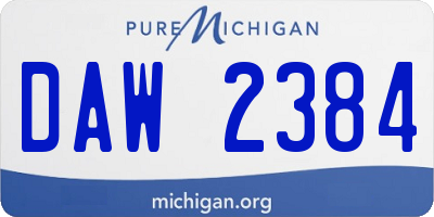 MI license plate DAW2384