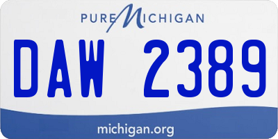 MI license plate DAW2389