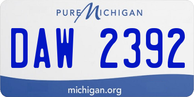 MI license plate DAW2392