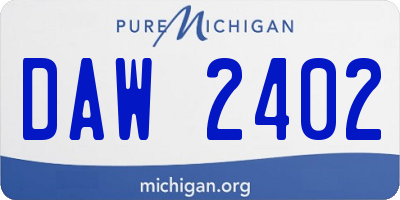 MI license plate DAW2402