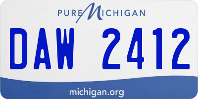 MI license plate DAW2412