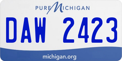 MI license plate DAW2423