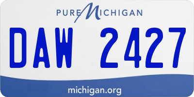 MI license plate DAW2427
