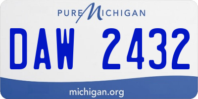 MI license plate DAW2432