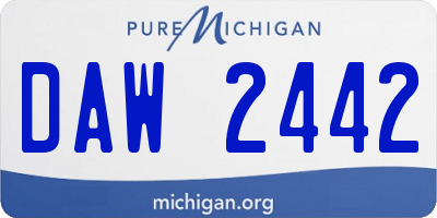 MI license plate DAW2442