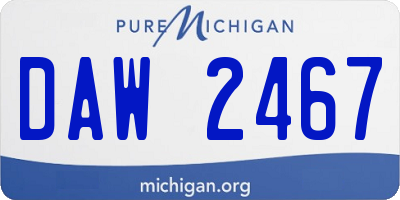 MI license plate DAW2467