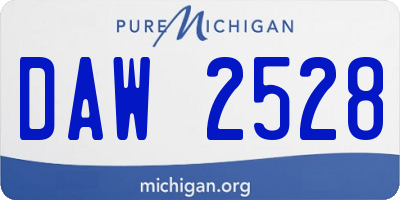 MI license plate DAW2528
