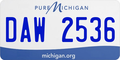 MI license plate DAW2536