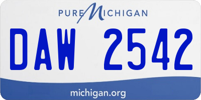 MI license plate DAW2542