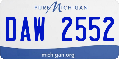 MI license plate DAW2552